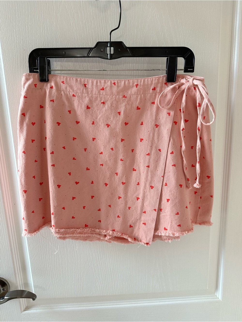 Pink Lily Pink Mini Wrap Skort with Red Heart Print
